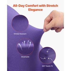 50 Pezzi Coprisedia Elasticizzati in Poliestere Spandex Viola con Motivo a Balze per Matrimoni, Feste, Banchetti, Sedie con Parte Anteriore Piatta - Product Image 3