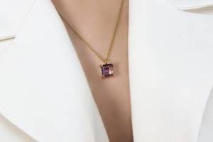 Gorgeous 100% Natural Purple Amethyst Faceted Gemstone Square Shape <b>Solid</b> 925 Sterling Silver Dainty Fine <b>Pendant</b> Chain Necklace - Product Image 5