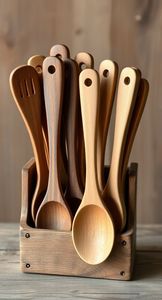 Collection d'ustensiles de cuisine en bois faits à la main, écologiques, pour la table à manger, ensemble de couverts décoratifs et attrayants - Product Image 6