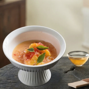 Ensemble de plats en céramique et porcelaine de luxe, style romain, avec piédestal, bol à fruits sur pied, résistant au lave-vaisselle, support créatif pour desserts/gâteaux pour mariage - Product Image 3