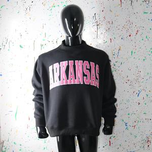 ARKANSAS BLACK <b>Mock</b> <b>Neck</b> Sweatshirt 100% PINK Applique Embroidery wide <b>neck</b> Sweatshirt Finer Threads - Product Image 2