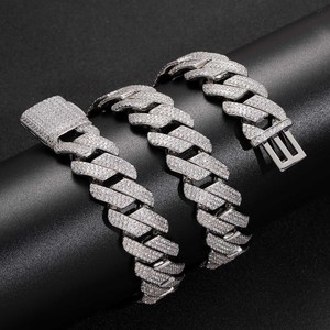 สร้อยคอเงินแท้ 925 แบบ Cuban Link ประดับเพชรโมอิสซาไนต์ทรงเหลี่ยม สำหรับผู้ชาย เครื่องประดับหรูหรา โดดเด่น เป็นของขวัญสุดพิเศษ - Product Image 3