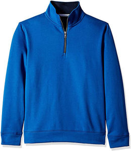 Sweat-shirt à demi-zip pour homme avec col montant, doublure en polaire brodée, 100% coton, hiver, extérieur - Product Image 4