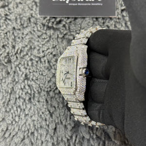 Reloj Vintage de Lujo de Acero Inoxidable Resistente al Agua con Moissanita, Correa Hecha a Mano Personalizada, Estilo Hip Hop, Esfera Mecánica ETA - Product Image 3