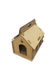 Maison pour chat en carton ondulé, écologique, en matériaux recyclés, avec étiquettes personnalisées en gros, griffoir et abri DIY pour animaux de compagnie en herbe - Product Image 5
