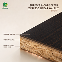 Panneau décoratif moderne de luxe Jinbase en OSB mélaminé linéaire noyer 18 mm, 1220x2440 mm, E0, en panneaux de particules orientées