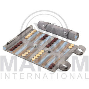 Backgammon enroulable en cuir de haute qualité, design personnalisé avec jetons noirs et blancs - Product Image 5