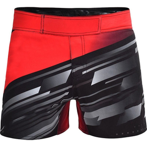 Pantalones Cortos de Boxeo Unisex Rojos y Negros con Bloques de Color, Holgados, 140g, Poliéster, Estilo Muay Thai, Ropa de Artes Marciales - Product Image 6