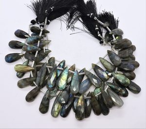16 perles de labradorite naturelle facettées en forme de poire, labradorite bleue chatoyante, perles de pierres précieuses en forme de poire pour la fabrication de bijoux, vente en gros - Product Image 5