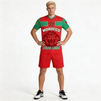 Maillot de baseball des Lions de l'Atlas du Maroc pour hommes, manches courtes, col en V, impression sublimée, rouge et vert, maillot de sport d'équipe