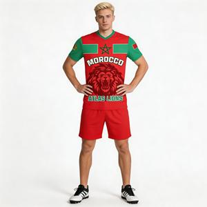 Camiseta de Béisbol de los Leones del Atlas de Marruecos para Hombre, Manga Corta, Cuello en V, Estampado Sublimado, Rojo y Verde, Camiseta Deportiva de Equipo - Product Image 6