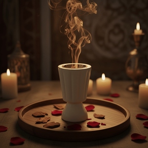 Brûle-encens cannelé beige avec un bol intérieur doré poli, design haut de gamme et teintes neutres douces pour des espaces chaleureux - Product Image 4