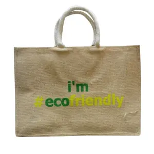 الجملة مخصص رخيصة ايكو شعار مطبوعة تعزيز حقيبة من الخيش هيسان حمل حقيبة للتسوق