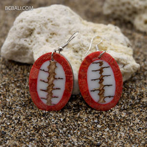 Boucles d'oreilles pendantes en résine Vintage faites à la main de haute qualité de Bali bijoux en coquille à la mode uniques pour cadeau - Product Image 6