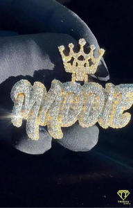 Collier pendentif couronne personnalisé tendance avec strass Moissanite, bijoux Hip Hop Bling - Product Image 2