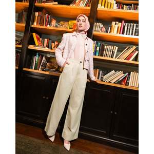 Huda Women's Pants <b>Elastic</b> <b>Waist</b> Wide Leg <b>Trousers</b> American European Style Cotton Blend Fabric XL Size Decorative <b>Elastic</b> <b>Waist</b> - Product Image 1
