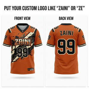 Maillot de football américain unisexe ZAINI ZI-308 en maille polyester premium 220g Marron/Blanc/Noir avec logo personnalisé et appliqué en sergé - Product Image 1