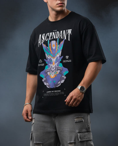 เสื้อยืดผู้ชายคอตตอน 100% แบบสั่งทำ OEM คุณภาพดีที่สุด ทรงโอเวอร์ไซส์ ไหล่ตก หนา 240 GSM ผ้ากันยับ พิมพ์ลายกราฟิกคุณภาพสูง - Product Image 1