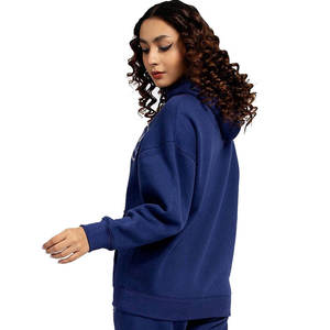 Sudadera larga informal de algodón para mujer, con capucha, bordada, con cremallera, efecto lavado, color personalizado, cuello con capucha - Product Image 2