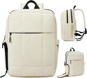 Water Resistant Off-White Business Laptop <b>Backpack</b> High Capacity Commute Rucksack - Product Image 1