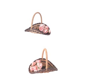 Wholesale Miniature Pink Floral Basket Craft with rattan present and gift Premium Handcrafted Dollhouse Decor Direct Supplier - Product Image 3