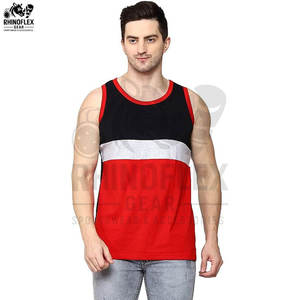 Men Color Blocked <b>Tank</b> <b>Top</b> U-Neck Sleeveless Casual Breathable Polyester/Cotton Knitted Red <b>Black</b> White Solid Style - Product Image 5