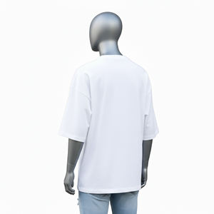 Mens <b>Plain</b> <b>White</b> Crew Neck Oversized T-Shirt Loose Fit Half Sleeve Streetwear <b>Tee</b> Custom Logo OEM ODM Wholesale Apparel - Product Image 5
