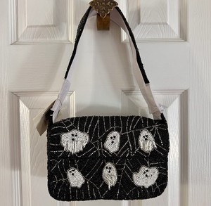 Sac à main noir perlé fait main pour femme, motif sorcière et chauve-souris, sac de soirée, sac bandoulière, sac à bandoulière croisé, pour Halloween et événements festifs, sac de caractère - Product Image 3