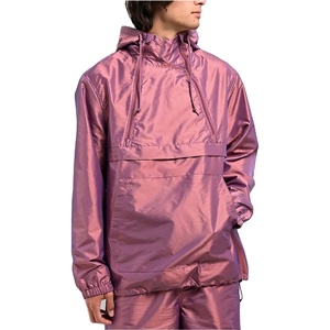 Veste coupe-vent à capuche pour homme, couleur violette, style streetwear, pull-over léger en polyester, veste pour le printemps - Product Image 6