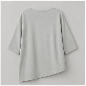 T-shirt pour femme gris clair à col rond et manches longues coupe décontractée WTS-0063 - Product Image 2