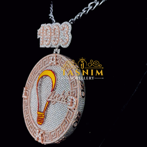 Pendentif Ampoule Émaillée 1993 Moissanite Iced Out Or Rose Hip Hop Ape Shopping Bag SD Topper Micro Sertie Collier Breloque Homme - Product Image 2