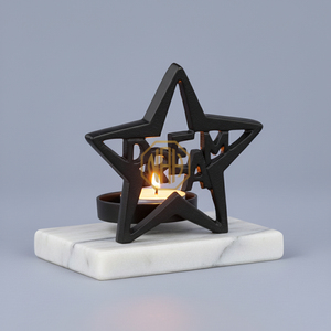 Guirnalda de Estrellas Redondas, Escultura de Aluminio Plateado, Portavelas para Velas de Té, Decoración de Mesa, Objeto Decorativo Navideño para el Hogar, Exportador - Product Image 4