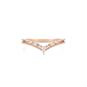 Bague de fiançailles en or massif 10K 14K avec double bande incurvée en chevron, diamant de laboratoire rond certifié IGI, pavé de diamants, cadeau d'anniversaire - Product Image 2