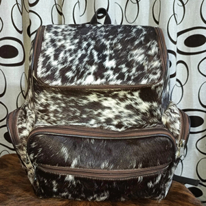 Handmade Hair-On Leather <b>Backpack</b> Cowhide Travel Laptop Bag Custom Logo Wholesale Supplier Manufacturer Bulk LHBP-0050 - Product Image 1