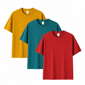 Nouveau T-shirt 2026 à manches courtes et col rond, couleur unie, coupe classique, en jersey tricoté, design vierge, Rouge, Teal, Moutarde - Product Image 4