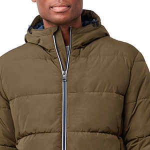 Chaqueta de plumón para hombre, talla grande, cuello alto, acolchada, de cuero, para invierno. - Product Image 4