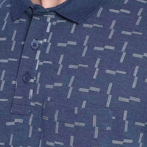 T-shirt de golf décontracté pour homme en coton tricoté à motif géométrique, rayures bleues et blanches, manches courtes, séchage rapide, qualité supérieure - Product Image 5