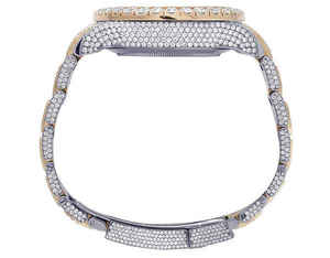 Reloj BOJ R.O.L.E.X.045 para Hombre, Tono Blanco Rosado, Completamente con Moissanita, Lujoso, de Cuarzo Analógico, Acero, 41MM, 3BAR Resistente al Agua, Estilo Hip Hop - Product Image 4