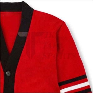 Cardigan en tricot polaire pour homme Tiki Taka Sports, col en V, laine/nylon, décoration en dentelle, motif patchwork, manches longues, bouton unique - Product Image 3