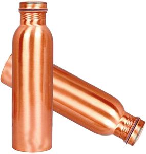 Bouteille d'eau classique en cuivre pur poli Shree Shakti Exim, logo personnalisé, fabricant OEM, artisanale ayurvédique, anti-fuite, grande taille - Product Image 1