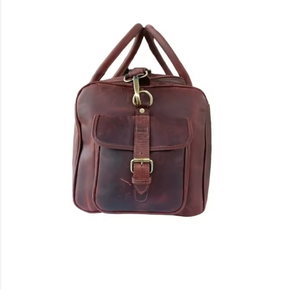 Valise en cuir véritable de style vintage avec fermeture éclair et design ceinture, sac de voyage unisexe pour le sport et les voyages, style vintage - Product Image 2