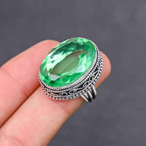 Superbe Bague Tendance Vert Pomme en Pierre de Peridote, Argent Massif 925, Bijoux Faits Main, Vente en Gros - Product Image 3