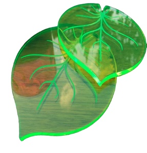 Elegant <b>Green</b> Acrylic Leaf <b>Coasters</b> Standard Design Ideal for Tabletop Protection and Home Decoration - Product Image 1