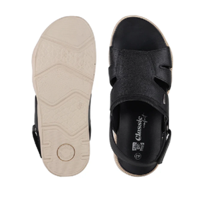 Sandales en cuir noir pour hommes, chaussures décontractées à bout ouvert, confortables, design à enfiler pour l'été, pour la marche quotidienne et les voyages - Product Image 4