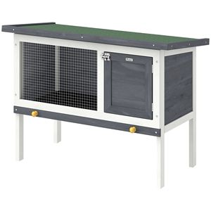 Casetta per Conigli in Legno Rialzata da Esterno con Tetto in Asfalto, Gabbia per Porcellini d'India, Conigli e Chinchilla - Product Image 1
