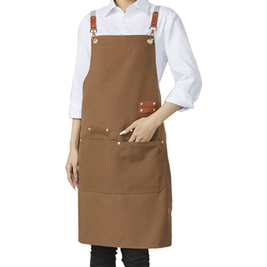Delantal de trabajo unisex de algodón con correas de cuero y bolsillos, delantal de trabajo a prueba de polvo, delantal artesanal, delantal de trabajo diario. - Product Image 1