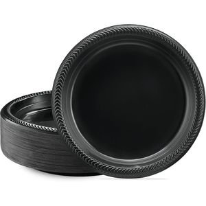 100 Piatti di Plastica Neri Leggeri da 9 Pollici Usa e Getta per Feste e Matrimoni - Product Image 1