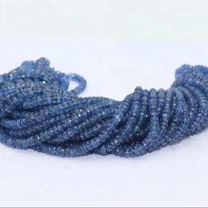 Hilo de 16 pulgadas de cianita natural con forma de Rondelle facetada, piedras preciosas sueltas, cuentas de cianita facetadas - Product Image 1