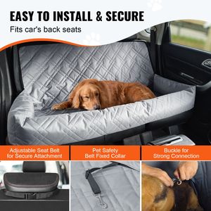 Siège rehausseur imperméable pour chien en tissu Oxford sécurisé avec rembourrage en coton PP et laisse de sécurité pour siège auto pour animaux de compagnie, lit de voiture pour chien - Product Image 4