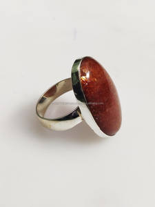 Anillo de declaración de piedra solar azul hecho a mano 925 joyería Vintage de plata esterlina anillo de aniversario de compromiso clásico - Product Image 2